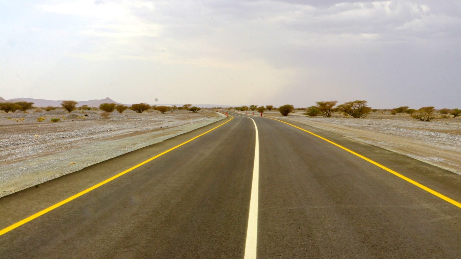Close view of the finished carriageway showing the completed road markings